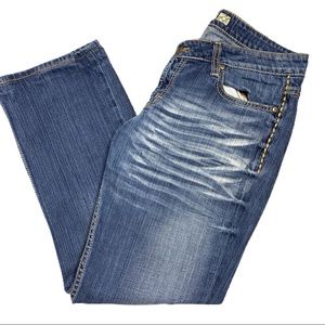 BKE Tenley Jeans Medium Wash Whiskering Streetwear Cowgirl 30x35